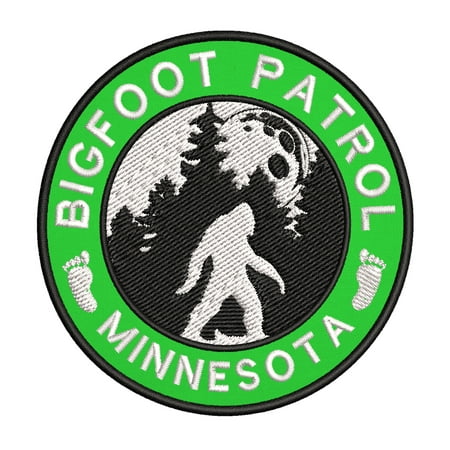 USA Minnesota Bigfoot Patrol! Cryptid Sasquatch Watch! 3.5 Inch Iron Or Sew On Embroidered Fabric Badge Patch Unexplained Mysteries Iconic