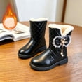 thumbnail image 2 of Eltusu Girls Winter Snow Boots, Warm Non-Slip Mid-Calf Fashion Windproof Boots Black Size 3 Big Kids, 2 of 9