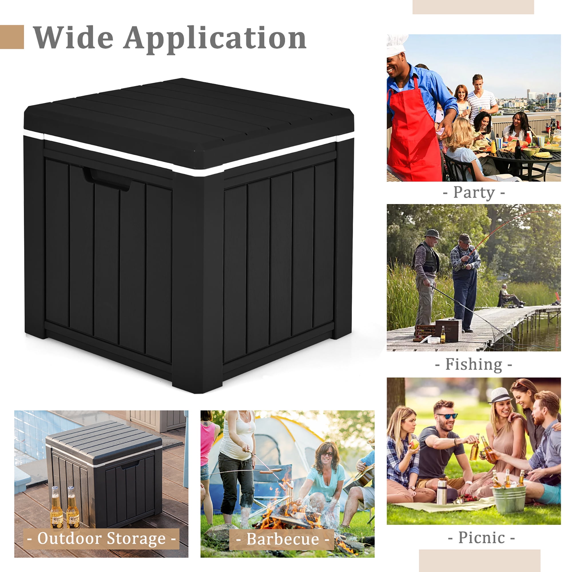 Costway 10 Gallon Ice Cooler w/ Built-in Handles and Detachable Lid Black