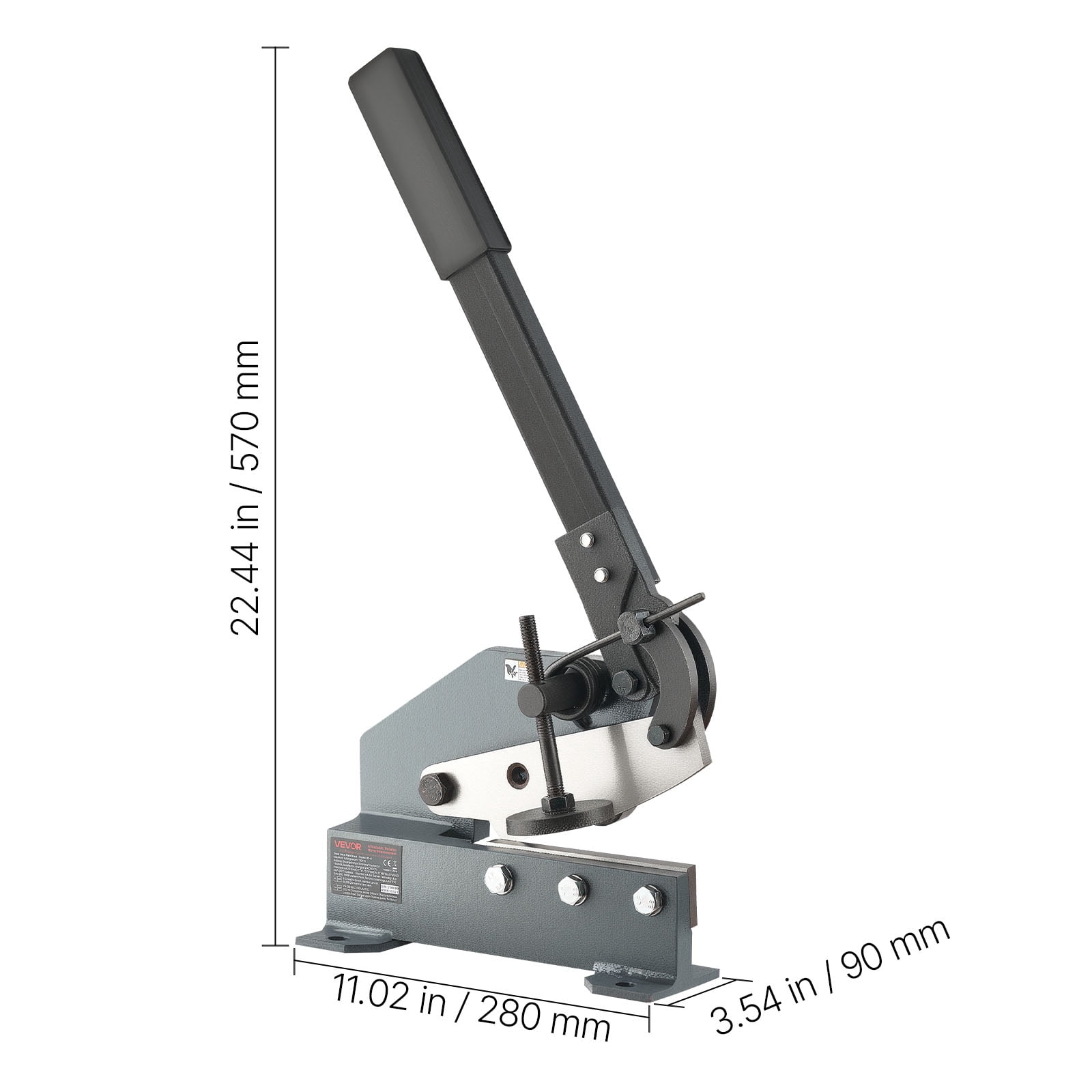 VEVOR Sheet Metal Shear, 6 in Manual Hand Plate Shear, Heavy Duty Mounting Type Sheet Cutter with Solid Steel Frame, High Precision, Extended Handle for Cutting Steel, Copper, Rebar, and Aluminum