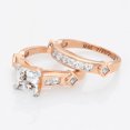 thumbnail image 4 of Vow & Forever Personalized Planet Bridal 14K Rose Gold over Sterling Silver Square White Topaz 2 Piece Engraved Wedding Set ,Women's, 4 of 4