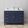 thumbnail image 2 of Wyndham Collection Beckett 48" Wood Single Bathroom Vanity in Dark Blue/Nickel, 2 of 6