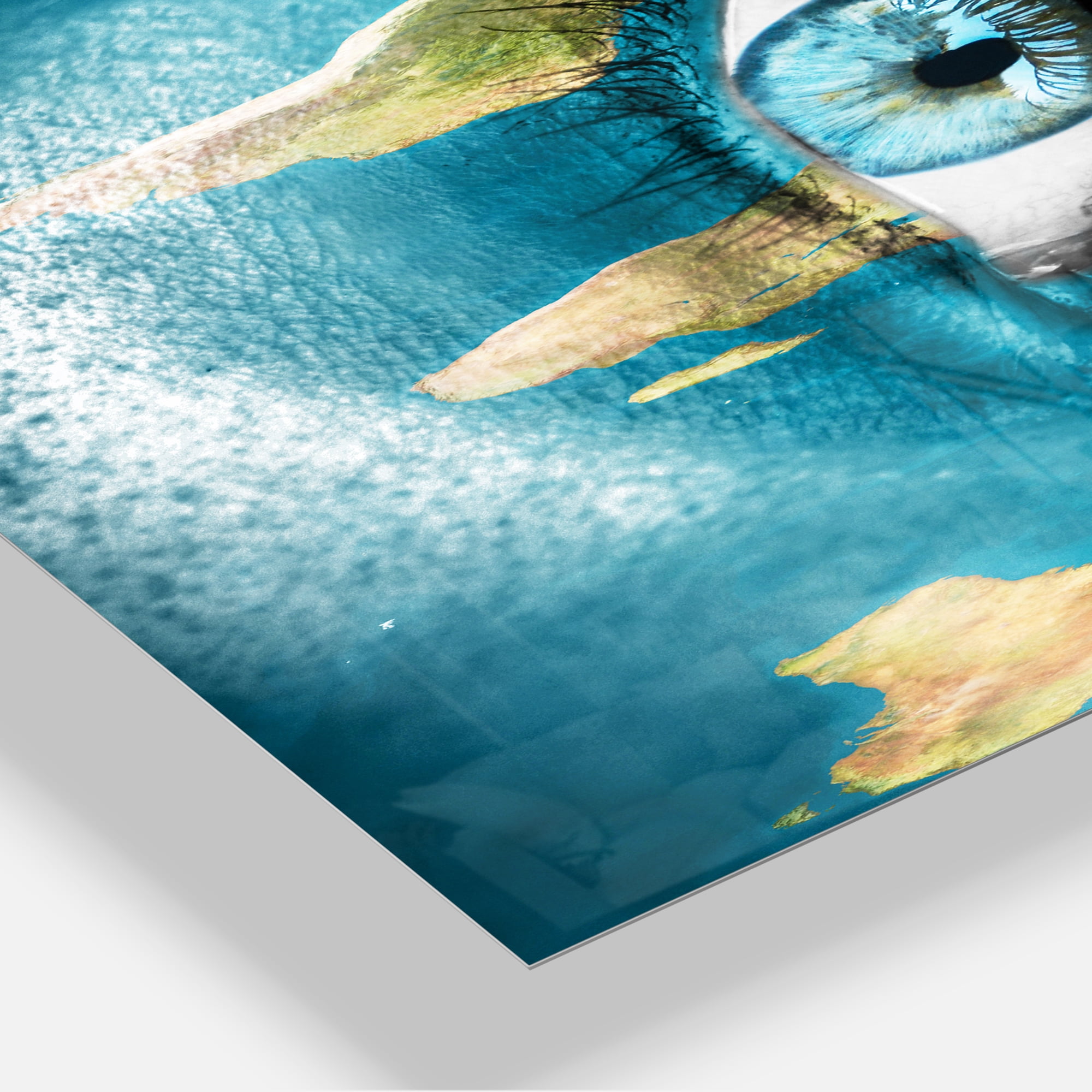 Designart 'Planet Earth and Blue Eye ' Abstract Metal Wall Art