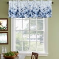 thumbnail image 3 of 2 Pack Valances for Window, Blue Blooms Floral Short Curtains for Kitchen Bedroom Living Room, Spring Flowers Botanical Blue Ombre Rod Pocket Small Window Treatment Valance Drapes 42 x 18 Inch, 3 of 8