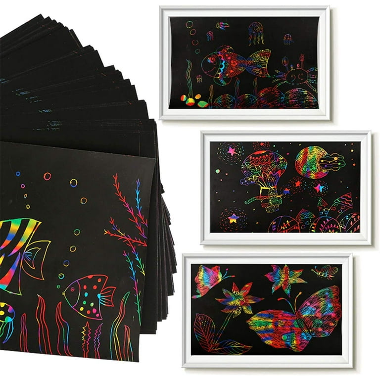 Sheets Of Rainbow Scratch Paper For Drawing And Handicrafts , Scratch Board  Set For Children, Scratch Paper Set (13 X 19cm)