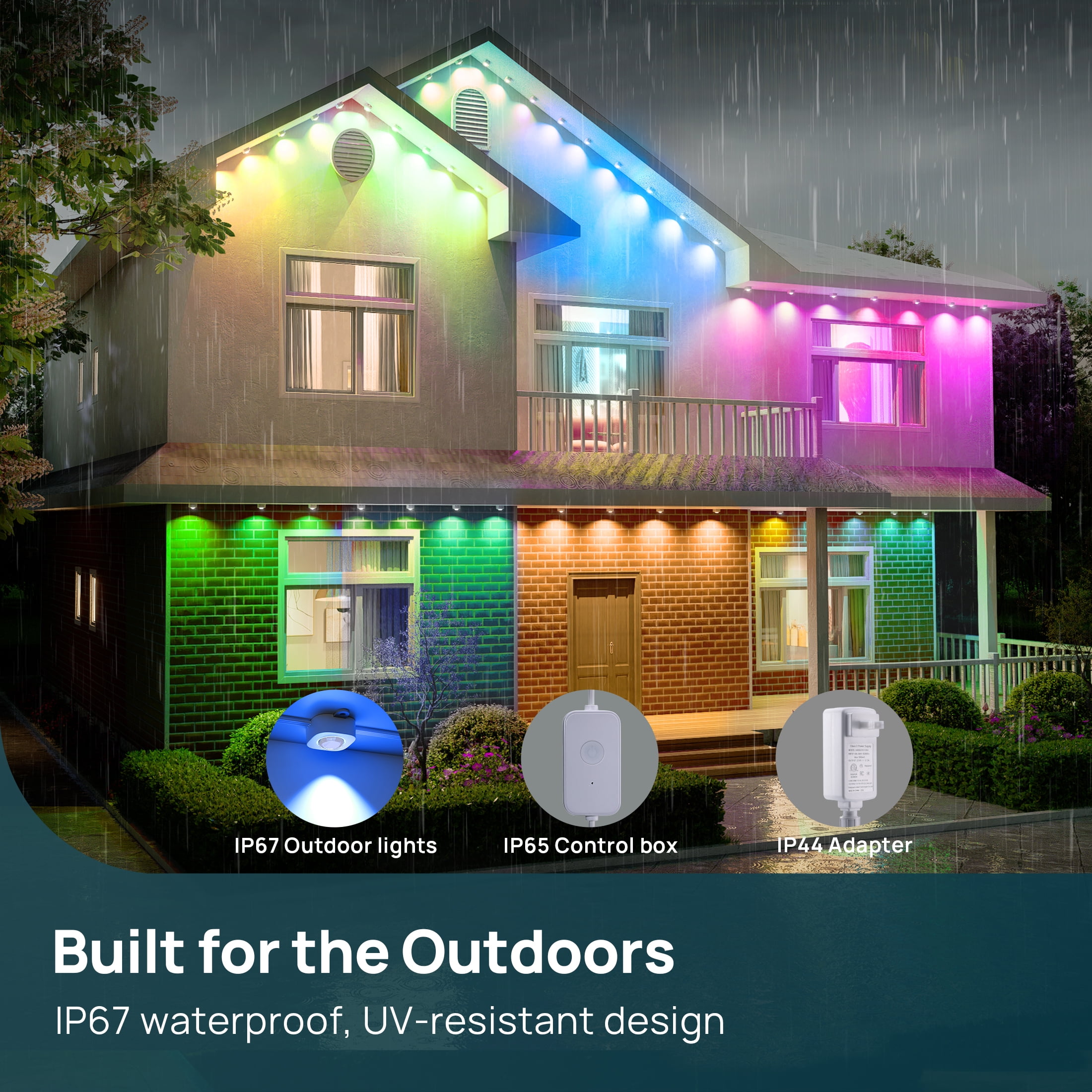Linkind HP4 Smart Permanent Outdoor Lights 100ft, Color-Changing LED Strip Lights, IP67 Waterproof, Wifi + Bluetooth, Patio, Garden Decor, Holiday Lighting
