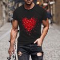 thumbnail image 2 of TFEOQRY Valentine's Day Sport Fitness T-Shirt for Men Heart Printed Short Sleeve Round Neck Shirt Tops Black, 2 of 4