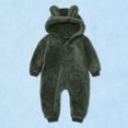 thumbnail image 2 of Gpaecead Newborn Baby Snowsuit Lined Onesie Outfits Warm Hooded Solid Color Romper for Infant 12-18 Months Army Green, 2 of 9
