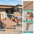 thumbnail image 5 of CDCASA Oversized Outdoor Chaise Lounge Chair with 5-Level Adjustable Backrest & Hidden Cup Holder, PP Resin Waterproof Patio Lounge Chairs for Outside(Brown, Set of 3), 5 of 8