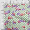 thumbnail image 2 of oneOone Cotton Jersey Pink Fabric Check & Toucan Dress Material Fabric Print Fabric By The Yard 58 Inch Wide, 2 of 4