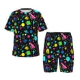 thumbnail image 1 of Balery Geometric 1980s Styled Conjunto de Pijama Infantil de Manga Corta con Estampado – Ropa de Dormir de Algodón Suave-Small, 1 of 6