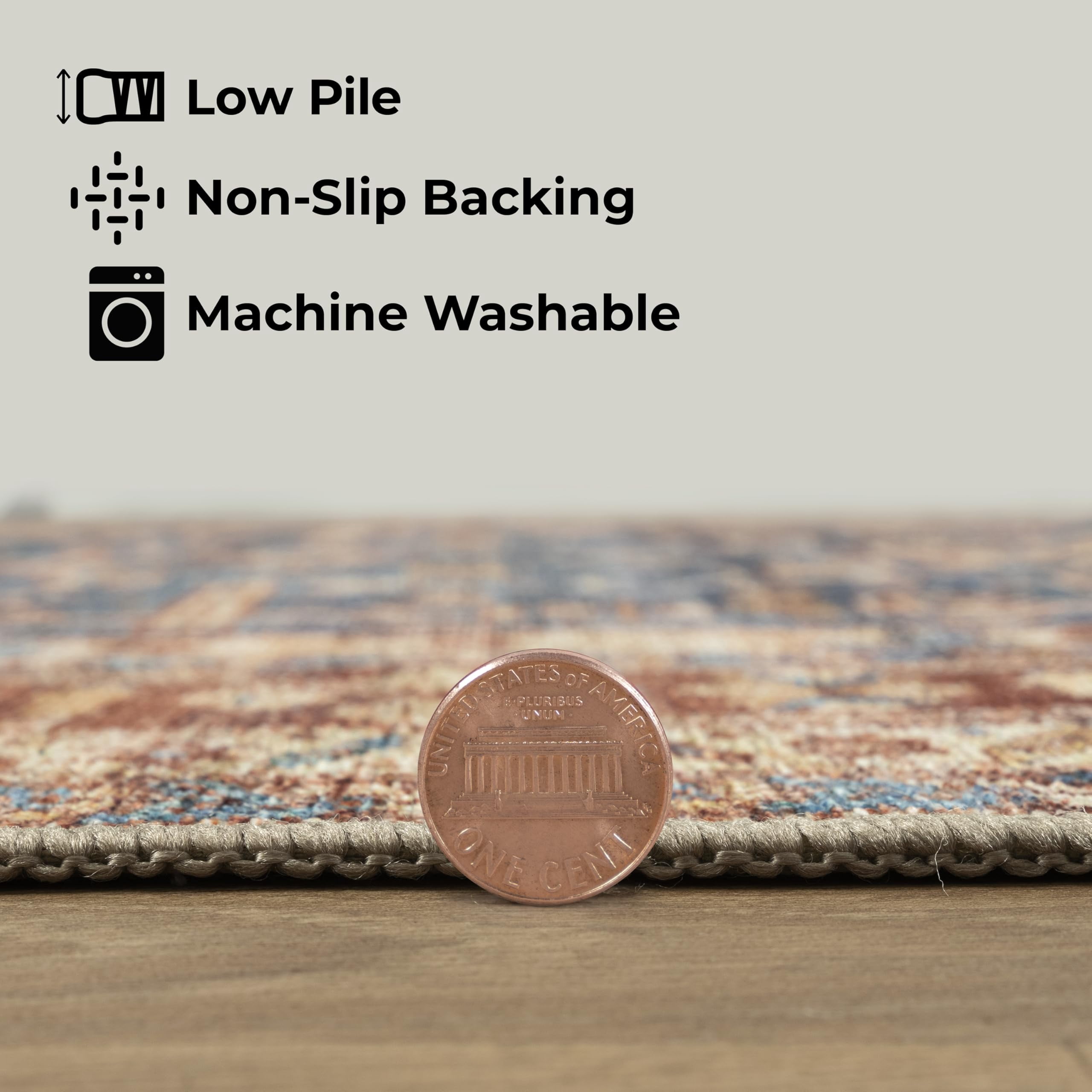 GLN Rugs Jerusalem - Indoor, Machine Washable Area Rug 8'x10' Turkish Terra Home Carpet