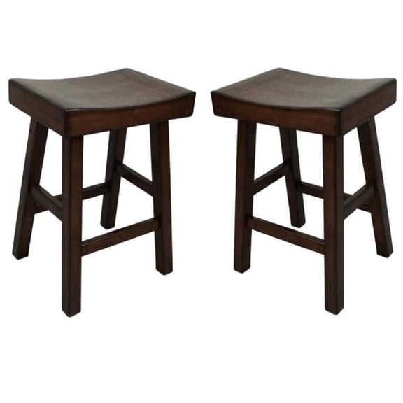 Home Square 25" Wood Counter Stool in Espresso Finish - Set of 2