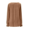 thumbnail image 4 of Spring Tops for Women Clothes under $5.00 Women Cozy Retro Long Sleeve V-Neck Velvet Solid Buttons Pokets Loose Shirts Top/Brown L, 4 of 5