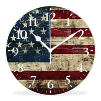 Wall Clock Silent Non-Ticking Battery Operated Modern Wall Clocks Decorative for Bathroom Kitchen-Dirty American Flag (12inch)