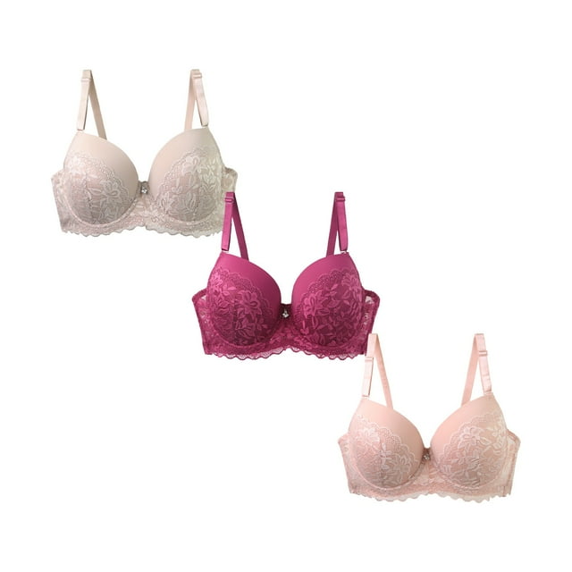 ManxiVoo Plus Size Women Underwire Lace Bra 3 Piece Set Comfort Support Full Coverage Smoothing Underwear 95E Size