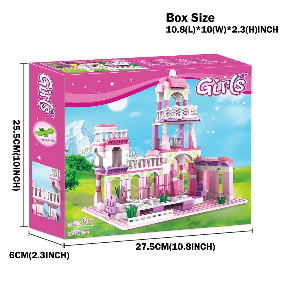 Milestar Girls Building Blocks Toys Pink Palace for Girls 6-12 Construction Play Set Princess Castle Educational Toys 254 Pieces for Boys Girls