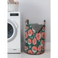 thumbnail image 3 of Floral Laundry Bag, Digitally Generated Poppies Forest Items, Hamper Basket with Handles Drawstring Closure for Laundromats, 13" x 19", Hunter Green Coral, by Ambesonne, 3 of 4