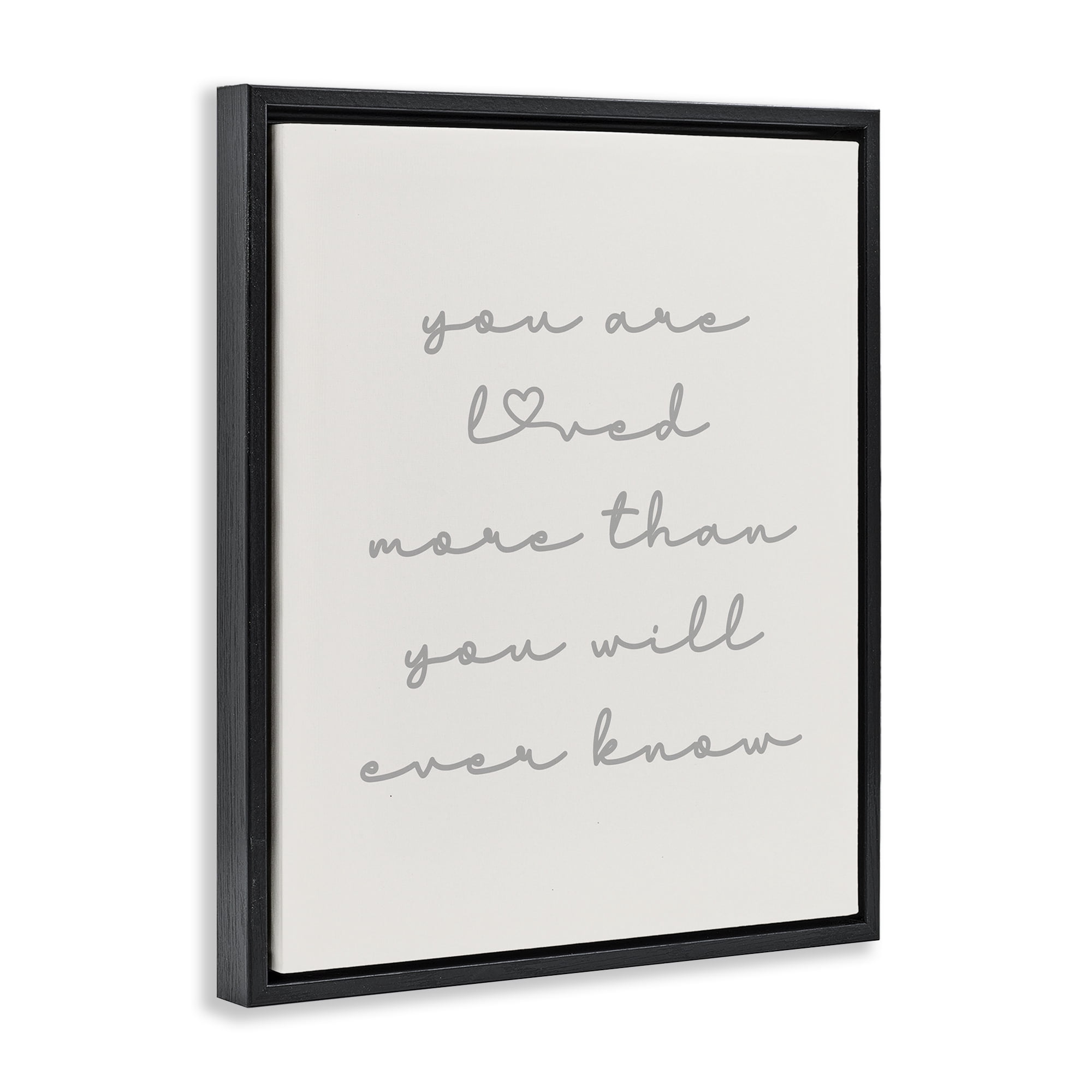 Stupell Industries Minimal You Are Loved Typography Painting Black Floater Framed Art Print Wall Art, 17 x 21