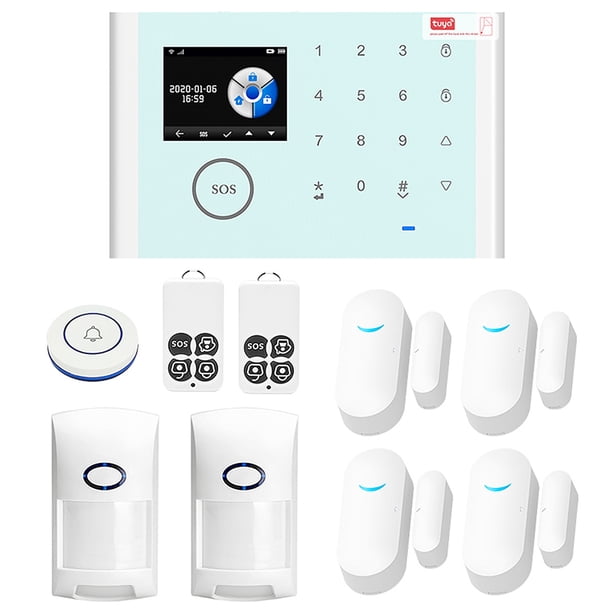 Alarma inteligente 3 en 1 con WiFi y GSM - Timbre, teléfono y sistema de seguridad - Control por app y Alexa - Pantalla TFT a color - Incluye batería y sensores inalámbricos - Modelo CS118 (Paquete 2)