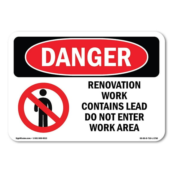 OSHA Danger Sign - Renovation Work Contains Lead Do Not Enter | Plastic Sign | Protect Your Business, Construction Site, Shop Area |  Made in The USA