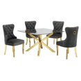 thumbnail image 1 of Square 47" x 47" Clear Glass 5pc Dining Set with Gold Stainless Steel, 1 of 4
