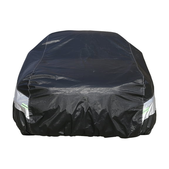Leadwolf Car Covers for Automobiles All Weather Waterproof for Jeep for Compass Earless Dupont Oxford Length up to 173 " Black and Silver