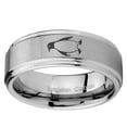thumbnail image 2 of Tungsten Penguin 8mm Brushed Gray Step Edges Men Ring, 2 of 2