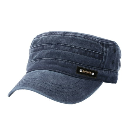 Unisex Distressed Flat Top Cap Cotton Vintage Style Sun Visor for Outdoor Activities Casual Daily Wear and Summer Sun Protection Adjustable Fit for Men and Women Navy