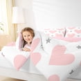 thumbnail image 5 of Homewish Lovely Heart Loves Full Size Comforter Sets,Cartoon Stars Print Bedding Comforter Set,Pink White Gray 0Bedding Sets For Girls Kids,Super Cozy Room Decor Reversible,3 Pieces, 5 of 9
