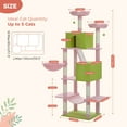 thumbnail image 3 of Pefilos 70.8" Tall Flower Cat Tree for Adult Indoor Cats, 8-Levels Large Cat Tower with 8 Sisal Posts, 2 Hammocks, 2 Condos, Big Perch & 3 Pom Poms, Beige, 3 of 8