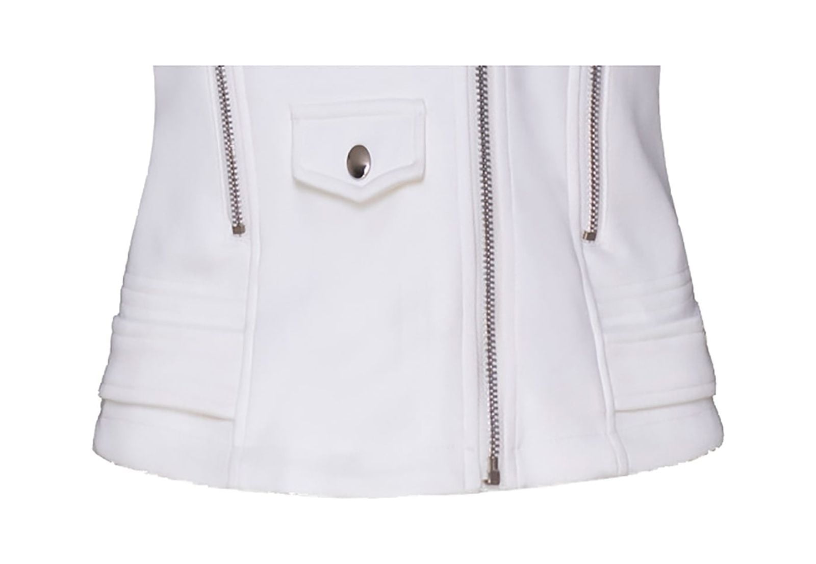 WCMZJ Women's Faux Leather Moto Biker Short Coat Jacket Long Sleeve Zipper Closure PU Outwear with Pockets White S