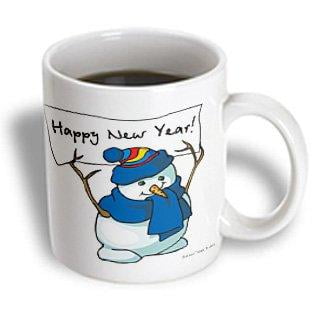 

3dRose Happy New Year Snowman Ceramic Mug 11-ounce