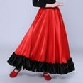 thumbnail image 2 of vastwit Girls Full Circle Belly Spanish Bull Dance Skirt Mexican Flamenco Ballroom Dancewear Crimson 3-4, 2 of 6