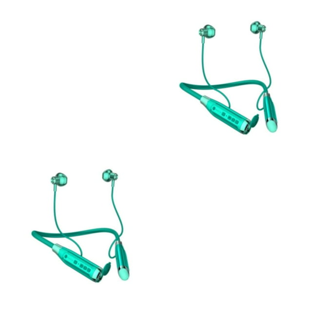 tamizeot Neck Hanging Earphone Wireless Bluetooth-compatible Fast Charging Button Control Replacement Sport Headset Birthday Gift Green Type 1 2Set