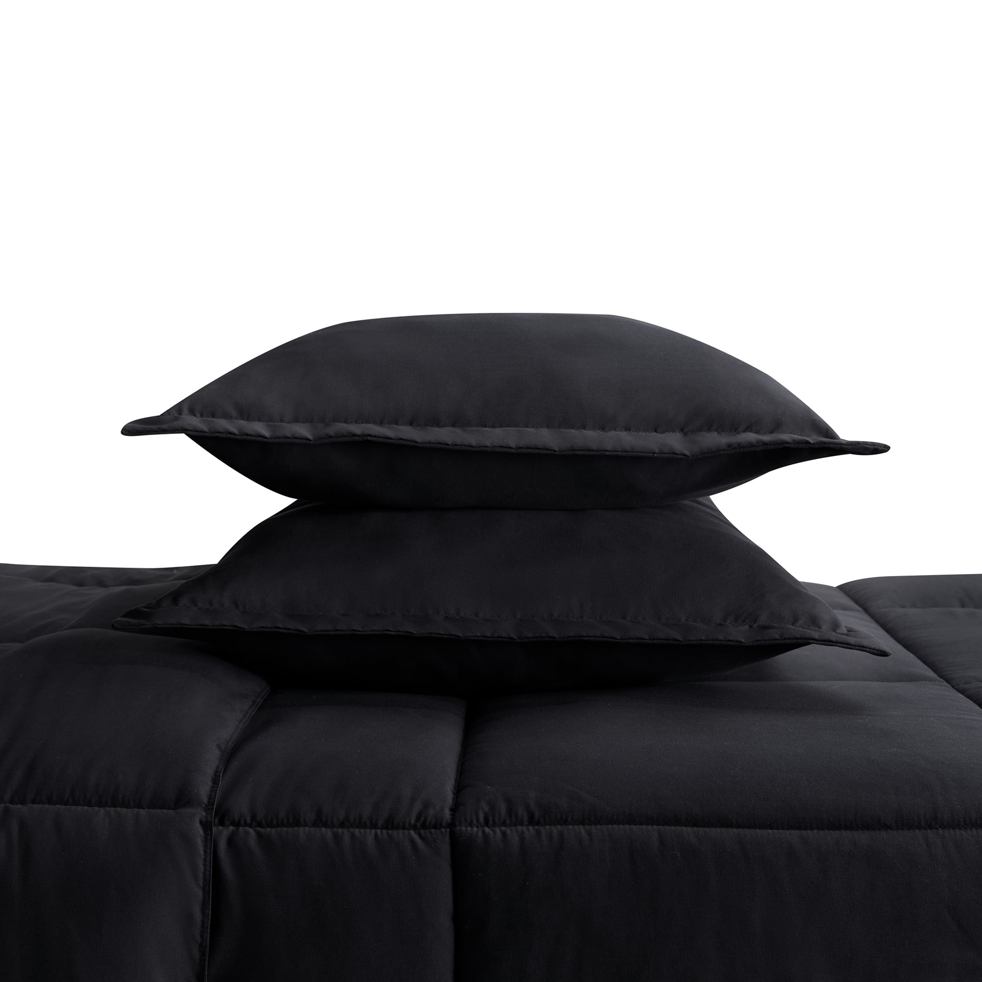 Serta Simply 3-Piece Clean Antimicrobial Black Solid Comforter Set, Full/Queen