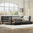 thumbnail image 2 of ENTU Queen Size Platform Bed Storage Drawers Metal Daybed Frame Round Pipe Low Profile Black, 2 of 25