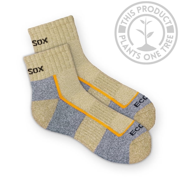 EcoSox Bamboo Light Weight Hiking Quarter Socks, Tan Large