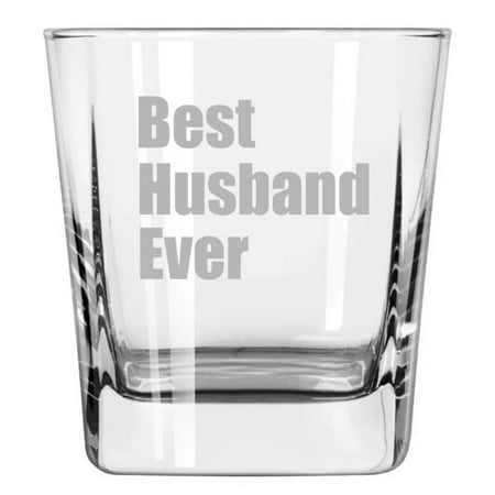 

12 oz Square Base Rocks Whiskey Double Old Fashioned Glass Best Husband Ever