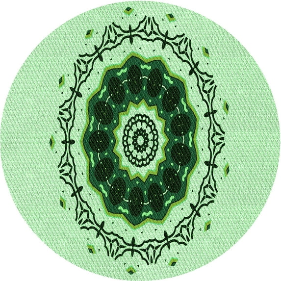 Ahgly Company Indoor Square Patterned Mint Green Area Rugs, 3' Square