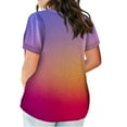 thumbnail image 5 of TQWQT Plus Size Tops for Women Summer Floral Print Tunic Spring Tops Crewneck Short Sleeve Shirts Dressy Casual Blouse Light Purple XL, 5 of 5