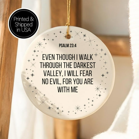 Psalm 23:4 Christian Ceramic Ornament – Personalized Scripture Christmas Keepsake