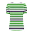 thumbnail image 4 of YHAJDS T Shirts for Women Short Sleeve Square Neck Striped Print Lace Trim Casual Blouse, 4 of 5
