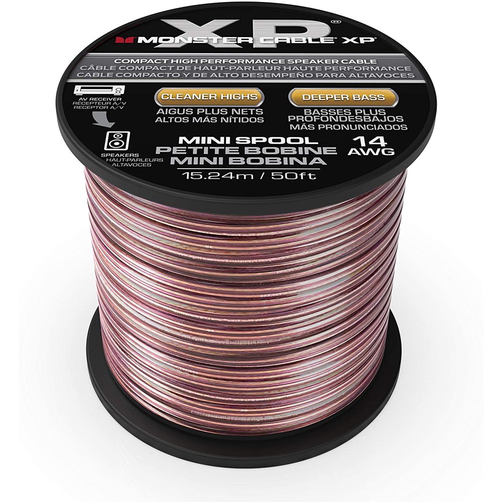 Monster XP Speaker Wire Copper Cable Spool, 12 AWG, 50 ft