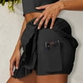 thumbnail image 5 of Women's High Waist Pleated Skort with Built-In Shorts and Asymmetrical Wrap Design- Large, Black, 5 of 6