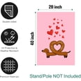 thumbnail image 2 of Dachshund Valentine House Flag Weiner Dog Valentines Day Garden Decorative for Outside 28 x 40 Double Sided I Love You Long Time Holiday Anniversary Yard Banner, 2 of 6