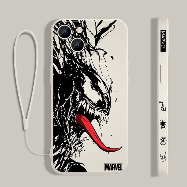 Funda de teléfono Marvel Venom para Apple iPhone 14 13 12 mini 11 Pro Max 8 7 Plus Funda de cuerda líquida para la parte trasera Fivean unisex