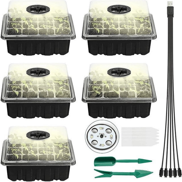 Maceta para plántulas engrosada con lámpara Caja para plántulas con válvula de ventilación para plantas pequeñas Lámpara