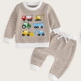 thumbnail image 2 of Karoyedx Baby Boy Fall Clothes Newborn Baby Boy Fall Clothes Waffle Car Print 3 6 12 18 Months Winter Outfit Infant Baby Boy Fall Winter Clothes Khaki Size,18-24 Months, 2 of 4