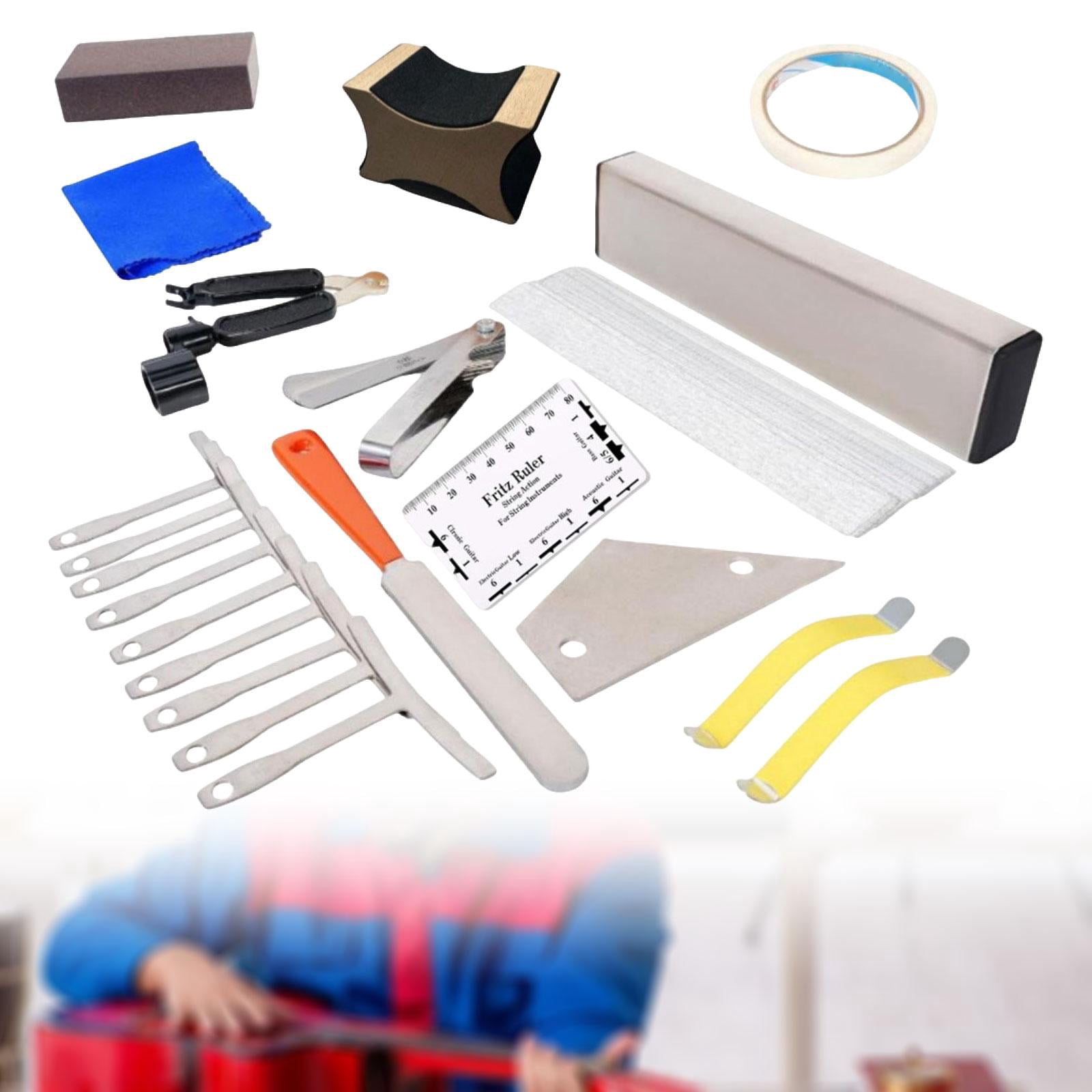 LeeQinersw Guitar Maintenance Tool Kit Guitar Setup Tool Kits Measuring Tool Fret Leveling Kits for Electric Guitar Electric Guitar Bass
